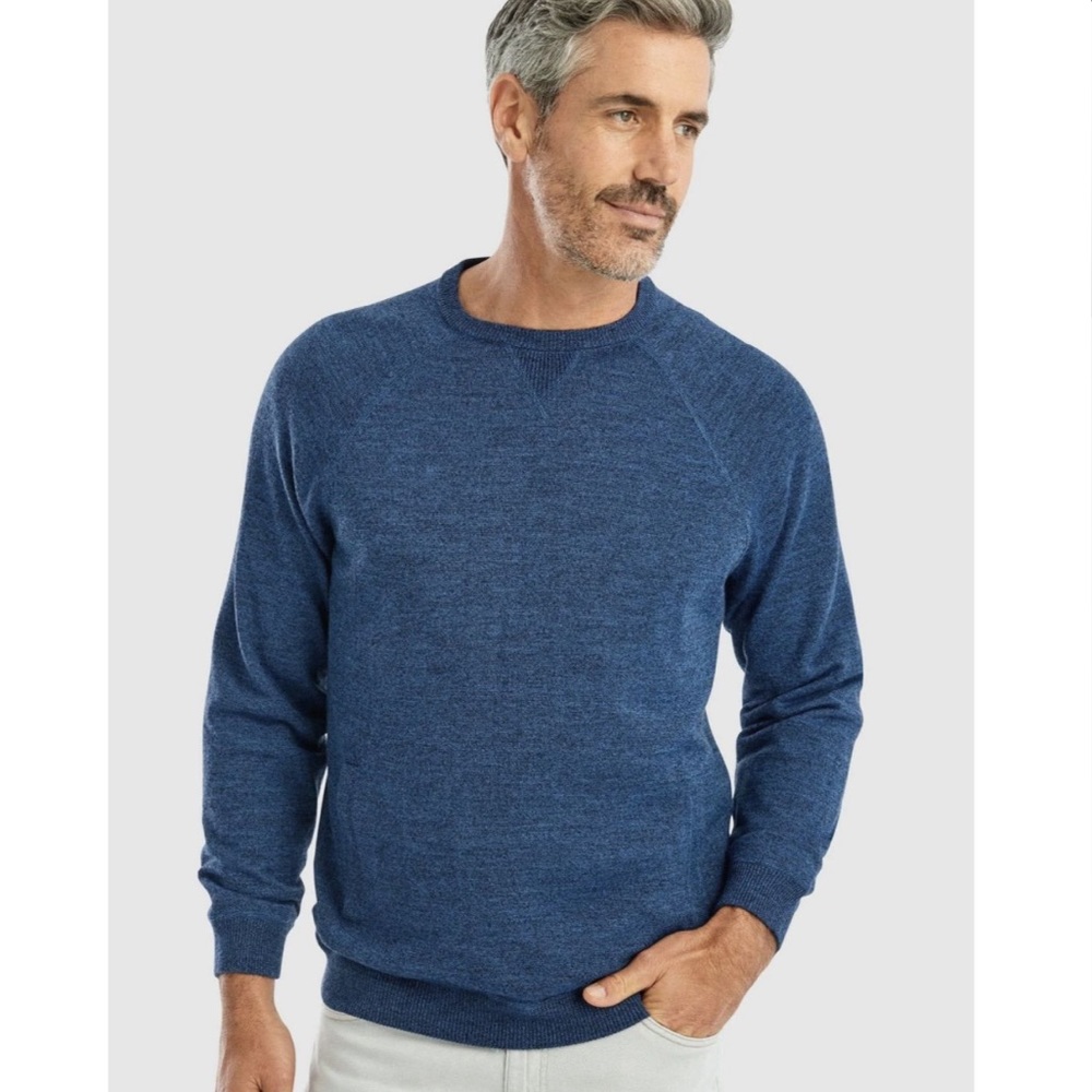 NWT Johnnie-O Chilton Water Resistant Crewneck Sweater in Lake Blue, Siz…
